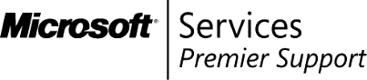 Logo of Microsoft Services Premier Support with the Microsoft text logo on the left, a vertical line, and the words "Services Premier Support" on the right