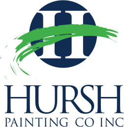 Logo of Hursh Painting Co Inc with a blue circle and green paintbrush stroke above the company name