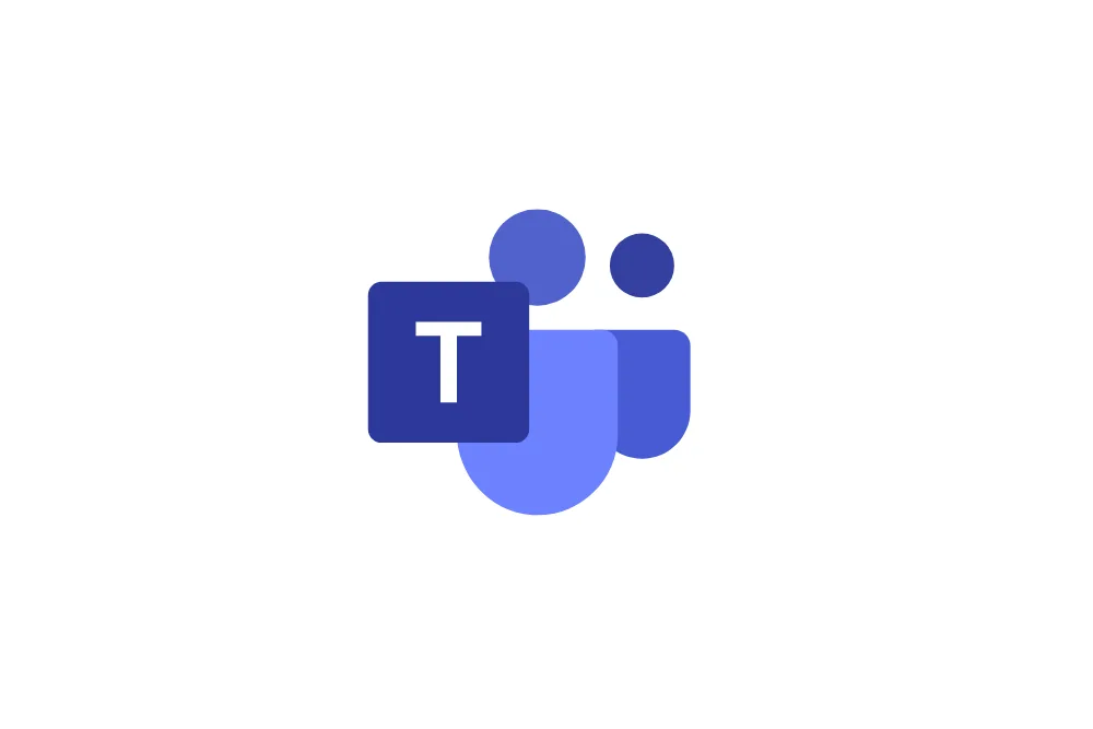 Microsoft Teams logo featuring stylized blue and purple human figures with a large 'T' on a square overlaying the figures.